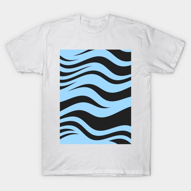 Blue Black Zebra Stripes Pattern T-Shirt by mareescatharsis